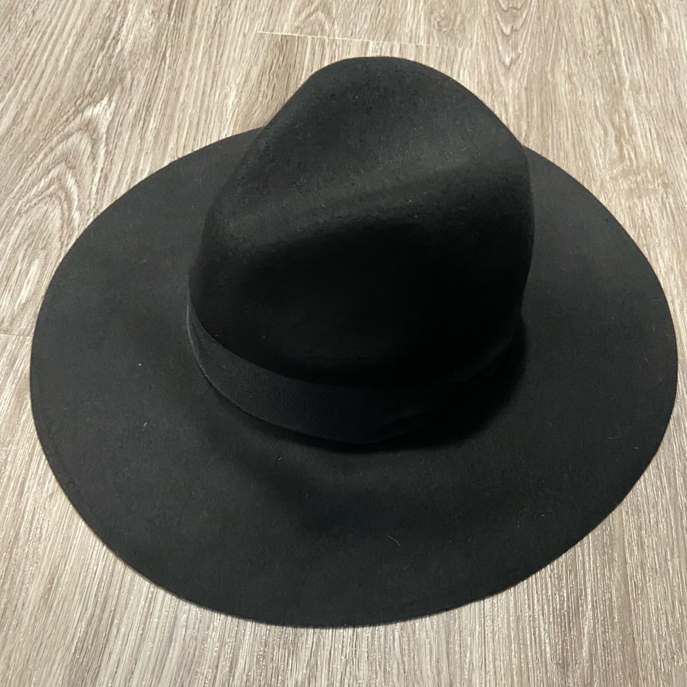 H&M Black Wool Floppy Wide-Brim Hat - size Large